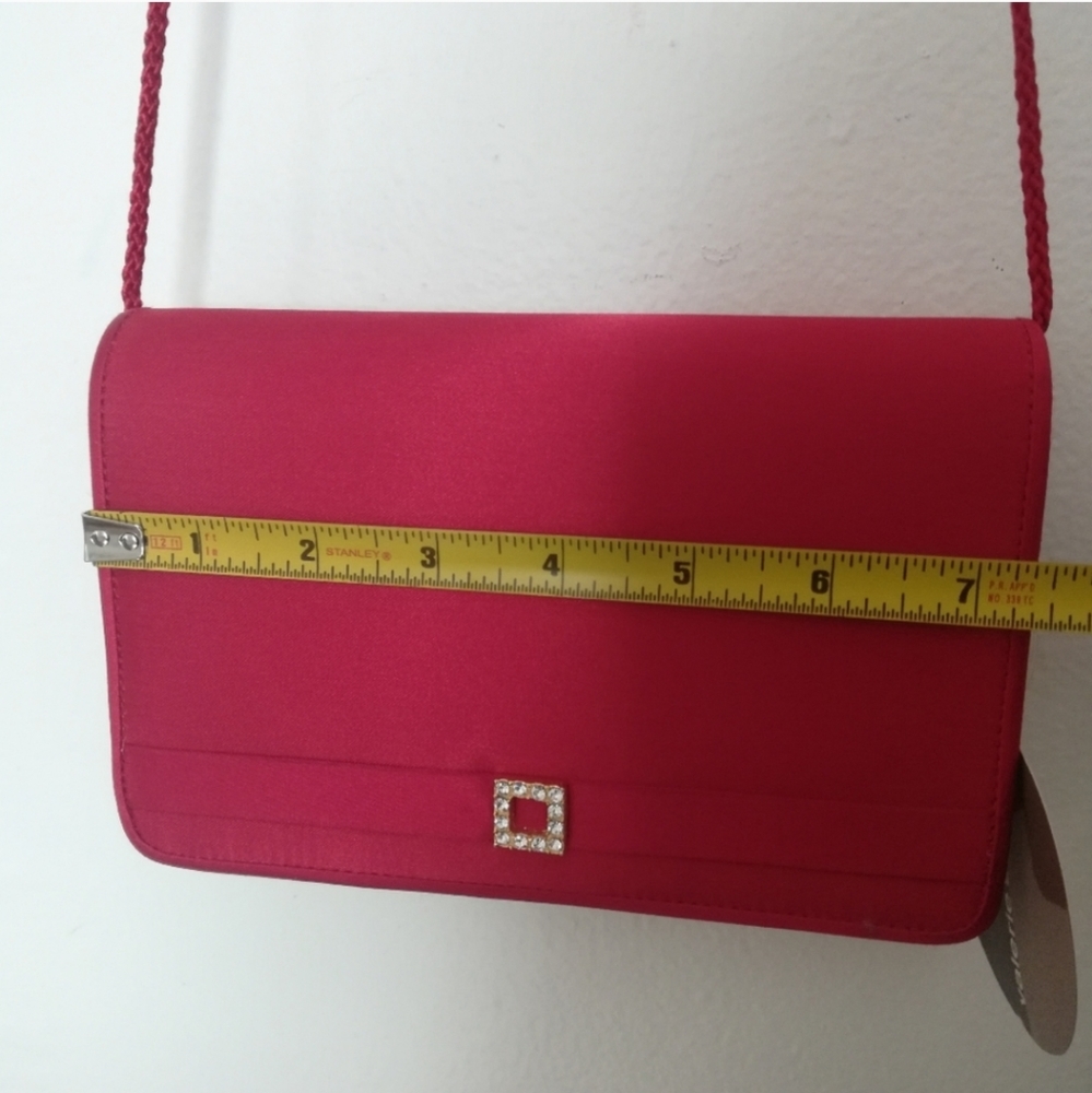 NWT Valerie Stevens Red Satin Dress Evening Shoulder Bag - Picture 10 of 12